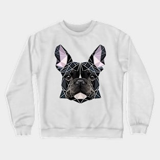 French Bulldog Geometric Portrait - Black Crewneck Sweatshirt